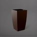 Toulan Tall Tapered Square Fiberglass Planter in matte dark brown against gray background.