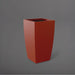 Toulan Tall Tapered Square Fiberglass Planter in matte terra cotta against gray background.