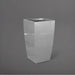 Toulan Tall Tapered Square Fiberglass Planter in metallic silver against gray background.