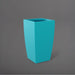 Toulan Tall Tapered Square Fiberglass Planter in satin seafoam green against gray background.