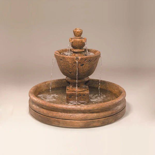 Tuscany Garden Fountain with 46 inch Basin running against brown background