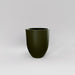 Valencia Tapered Round Fiberglass Planter in matte bronze against gray background.