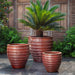 Vari Planter Set of 3 in Brunello  on concrete in the backyard.