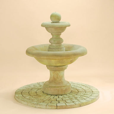 Villa Santini Fountain with Ball Fineal against brown background.