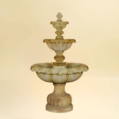 Vistamar Three Tier Fountain against brown background.