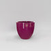 Wannsee Extra Large Round Fiberglass Planter in gloss eggplant against gray background.