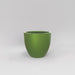Wannsee Extra Large Round Fiberglass Planter in satin green against gray background.