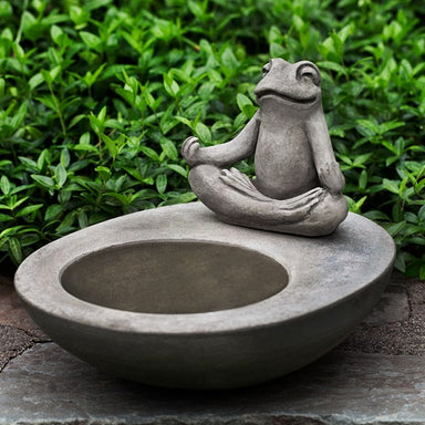 Zen Element Birdbath (2 PC) against greeen grass in the backyard