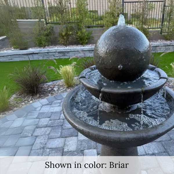 Zen Fountain Tall 2 Tier in action in the backyard upclose.