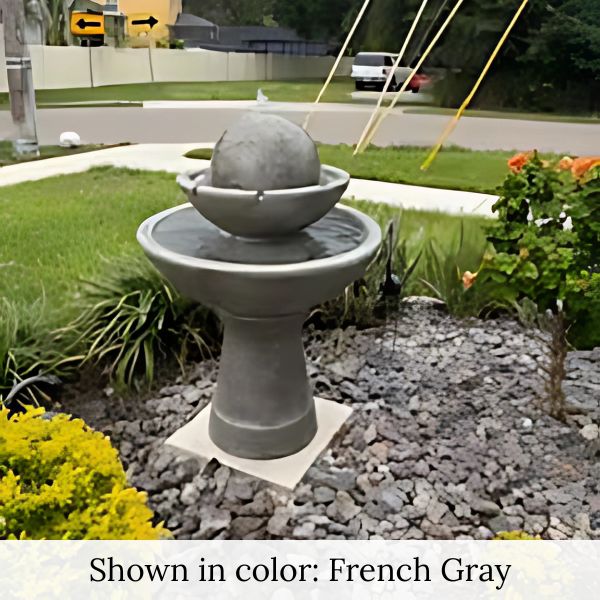 Zen Fountain Tall 2 Tier in action in french gray color.