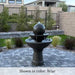 Zen Fountain, Tall 2 Tier on concrete in the backyard upclose.