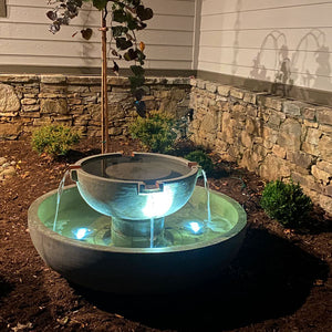  led lights in bowl fountain shining