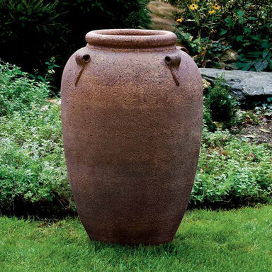 4-handle Jar Planter - Sandblasted S/1 on grass in the backyard