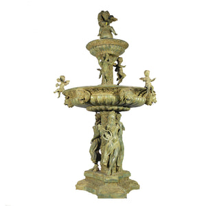 Bronze Lady Musician & Lions Tier Fountain | Metropolitan Galleries | SRB30485