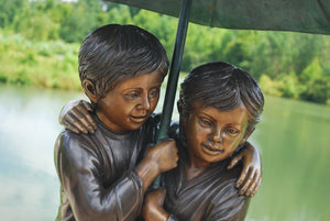 Bronze Children holding Umbrella Fountain | Metropolitan Galleries | SRB42155