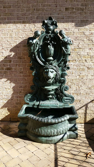 Bronze Lion Head & Nymph Wall Fountain | Metropolitan Galleries | SRB45005