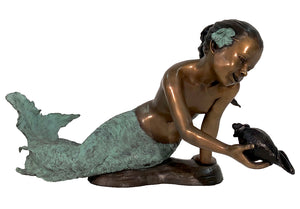 Bronze Girl Mermaid holding Shell Fountain Sculpture | Metropolitan Galleries | SRB706908