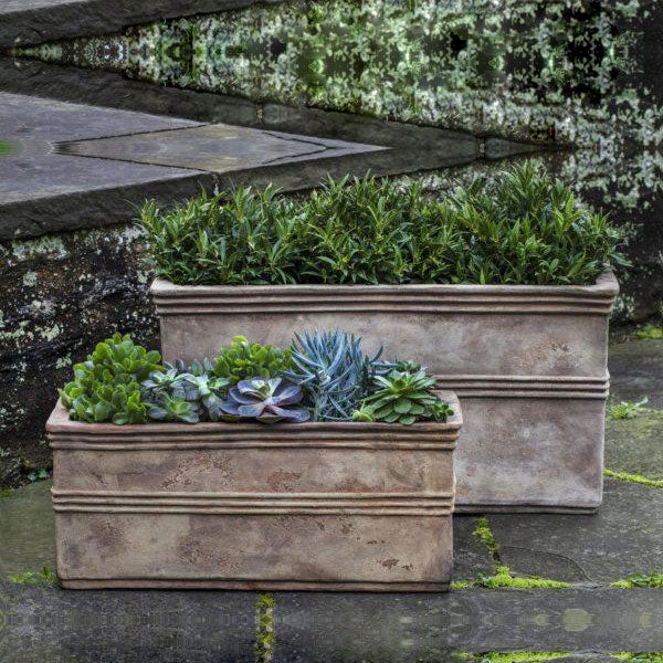 Antico Rectangular Planter - Antico Terra Cotta - Set of 2 Campania International