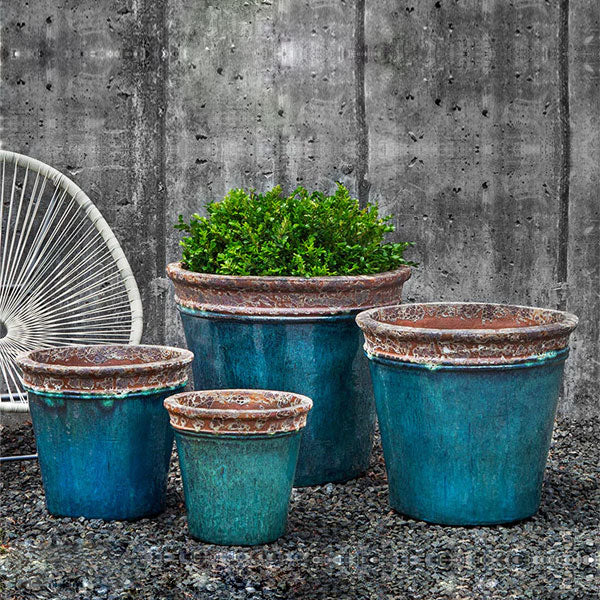 aqua blue plant pot Campania Baia Planter, Set of 4
