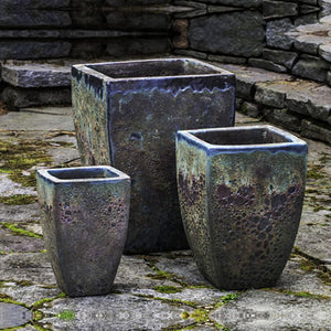 Banteay Planter - Angkor Green Mist - Set of 3 on concrete in the backyard