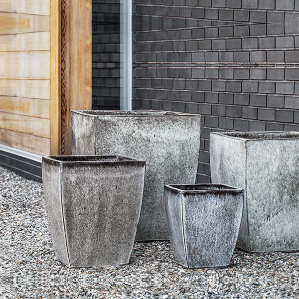 Blake Planter - Heather - S/4 on gravel against wall bricks