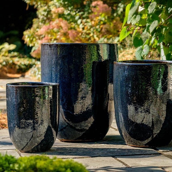 black ceramic planter pots Brantome Planter Set of 3 Campania International Ink