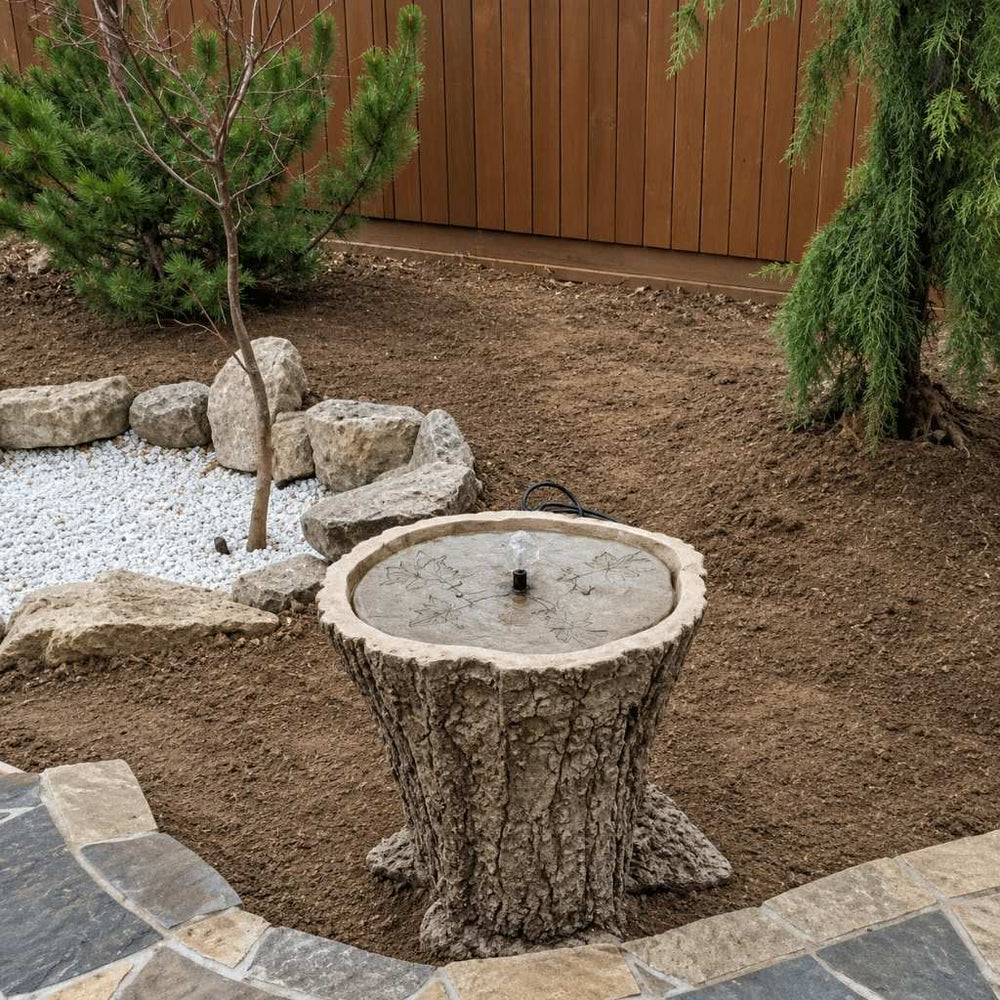 Campania Adirondack Fountain in backyard running
