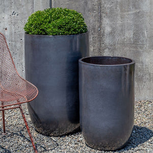 Cole Planter - Metal Grey - S/2 on gravel filled with plants