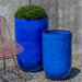 Cole Planter - Riviera Blue - S/2 on gravel filled with plants