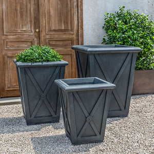 Directoire Planter, Large beside two different planter sizes