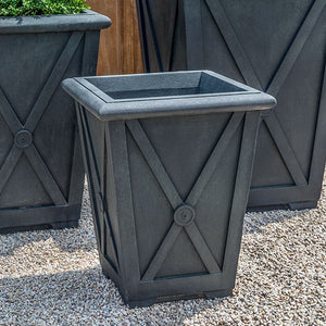 Directoire Planter, Small on gravel beside two different sizes of planters