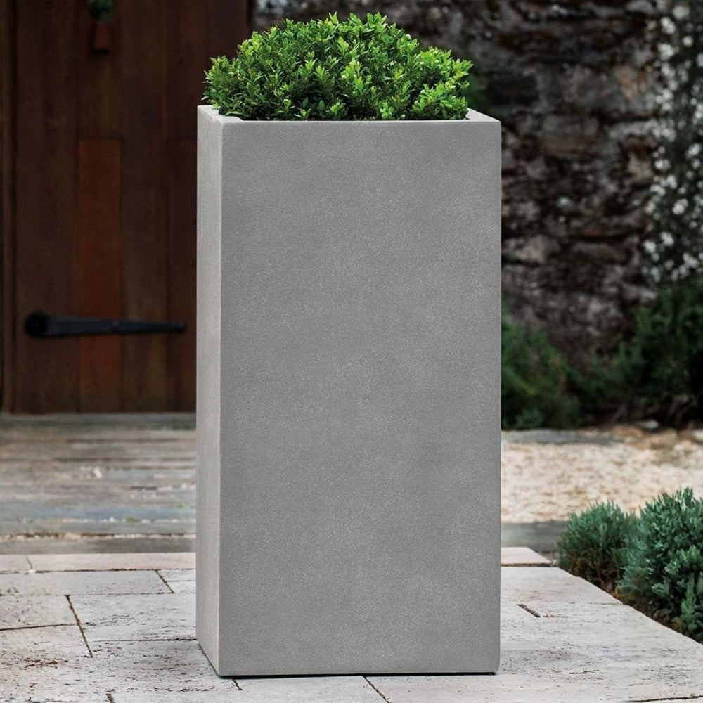 Farnley Planter 1836 - Stone Grey Lite S/1 on concrete filled with plants