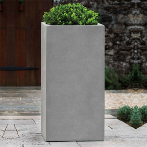 Farnley Planter 1836 - Stone Grey Lite S/1 on concrete filled with plants