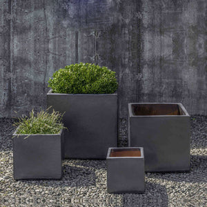 Hancock Planter - Metal Grey - S/4 on gravel filled with plants