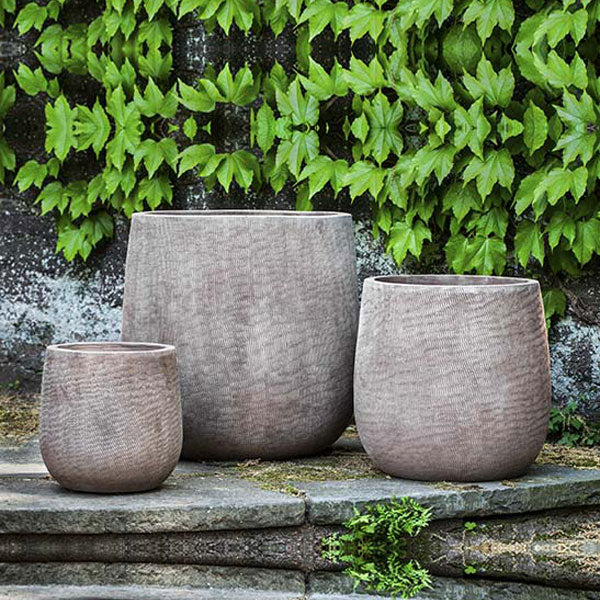 grey terracotta planter Campania Handspun Linen Planter, Set of 3