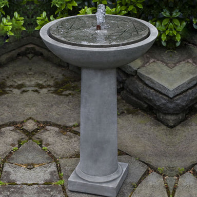 hydrangea leaves birdbath fountain in action