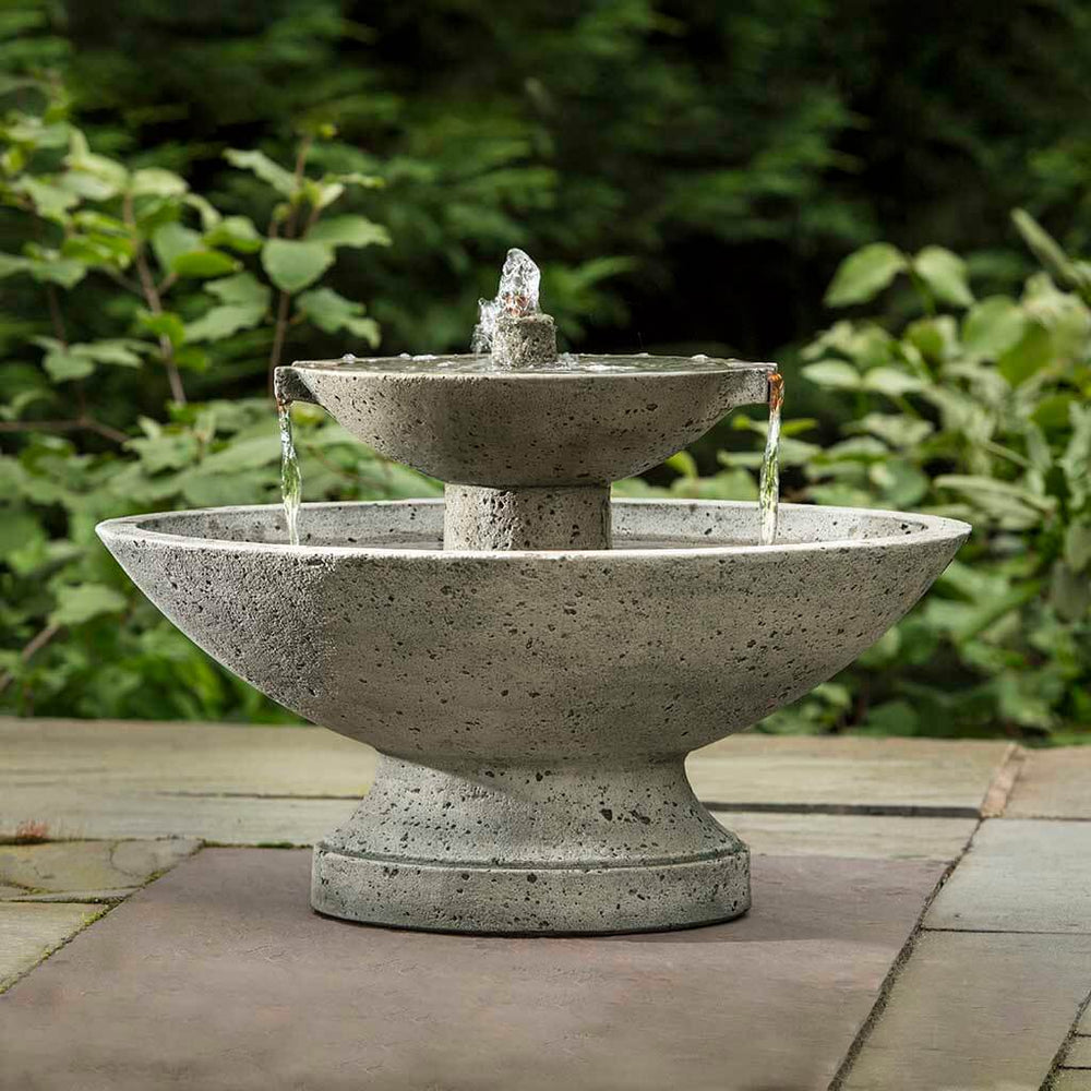Jensen Oval Fountain on concrete patio in action