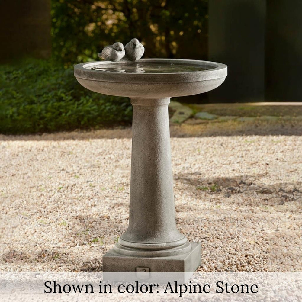 Juliet Birdbath on gravel in the backyard