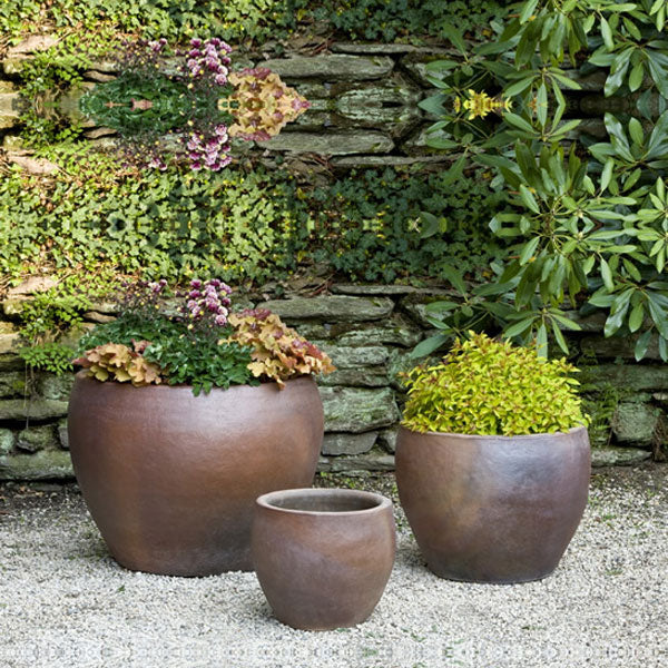 set of 3 large outdoor plant pots Campania International Kon Tum Planter Set of 3