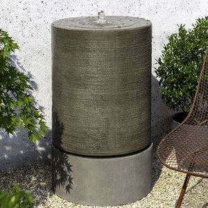 large cylinder fountain in action