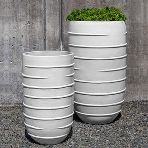 Logis Planter, Tall - White - S/2 on gravel filled with plants