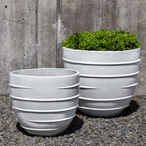 Logis Planter, Short - White - S/2 on gravel filled with plants