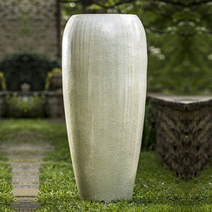 Marisol Jar Planter - Antique Pearl S/1 on grass in the backyard