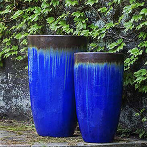 Orion Planter Set of 2 Bronze Blue in the backyard