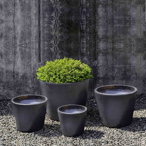 Portale Planter - Metal Grey - S/4 on gravel filled with plants