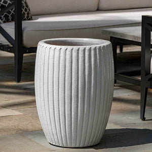 Riva Planter Antique White S/2 on patio near couch