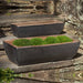 Rustic Trough Planter Set of 2 Graphite with plants on concrete stairs