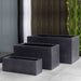 Sandal Planter 361818 - Charcoal Premium Lite - S/1 on patio beside glass wall