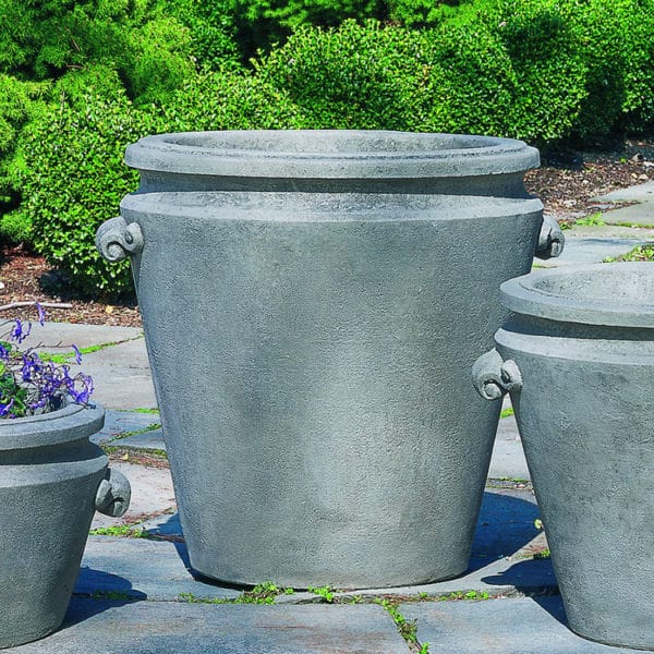 stone plant pots large Scroll Handle Planter, Large Campania International Brownstone (BR)