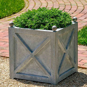 Square Villandry Large Planter - Zinc - S/1 filled with plants in the backyard